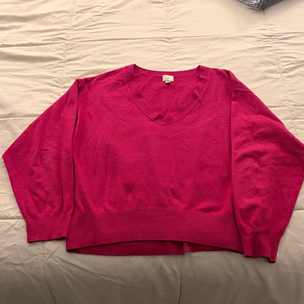 a new day Women's V-Neck Sweater - Bright Pink